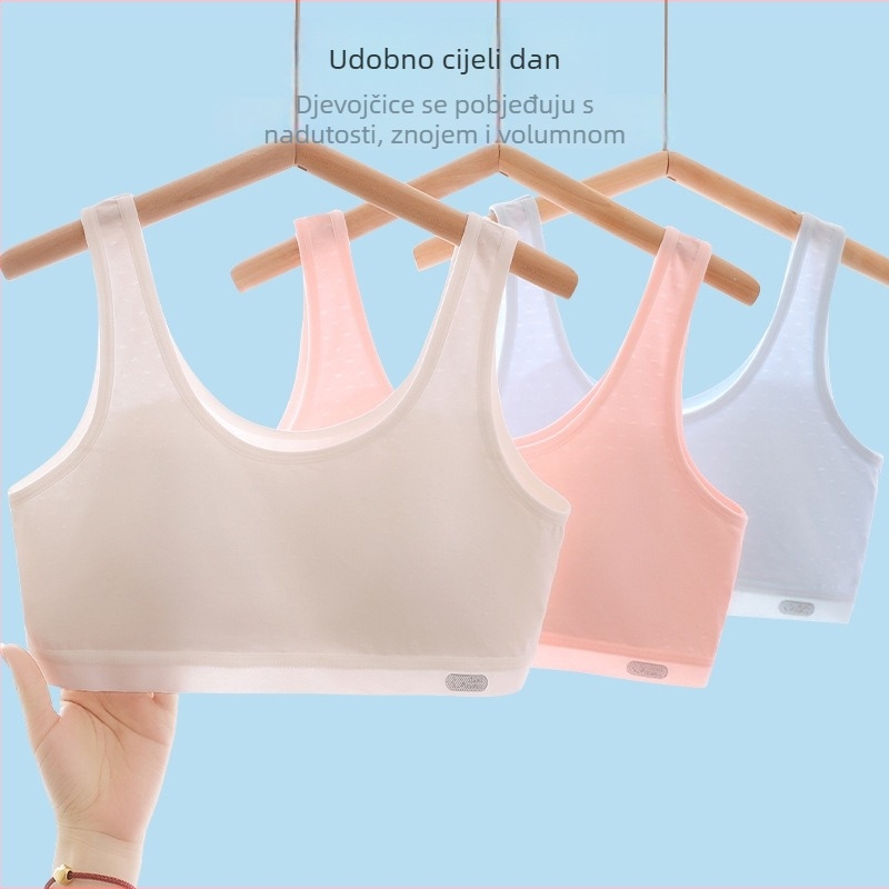 Sutien za djevojčice, faza 2, tank top stil, viskozna tkanina, trokutasti košar, fiksirani dvostruki remeni