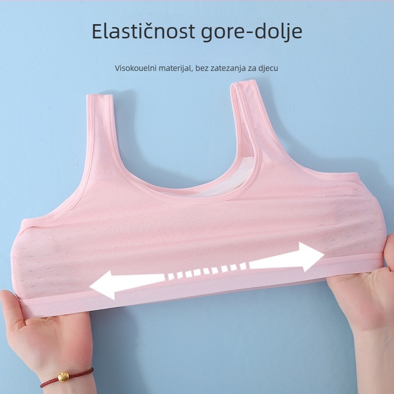 Sutien za djevojčice, faza 2, tank top stil, viskozna tkanina, trokutasti košar, fiksirani dvostruki remeni