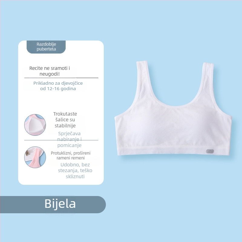 Sutien za djevojčice, faza 2, tank top stil, viskozna tkanina, trokutasti košar, fiksirani dvostruki remeni