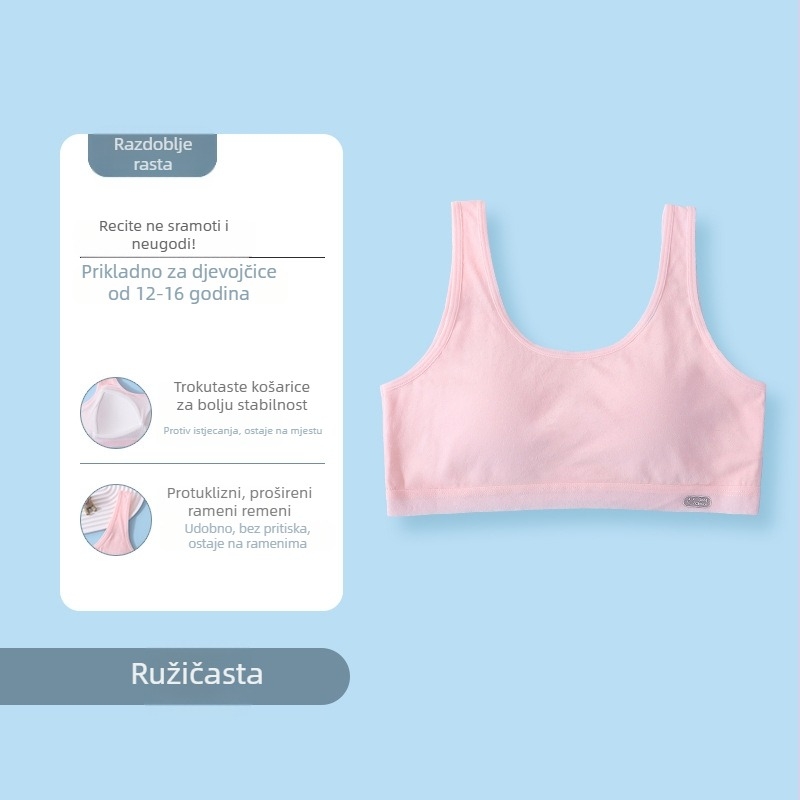 Sutien za djevojčice, faza 2, tank top stil, viskozna tkanina, trokutasti košar, fiksirani dvostruki remeni