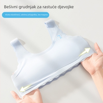 Ženski trening grudnjak za djevojčice, drugi stadij (12–15 godina), najlon, stil tank-top, puna košarica s tankim oblikovanim košaricama i pjenom