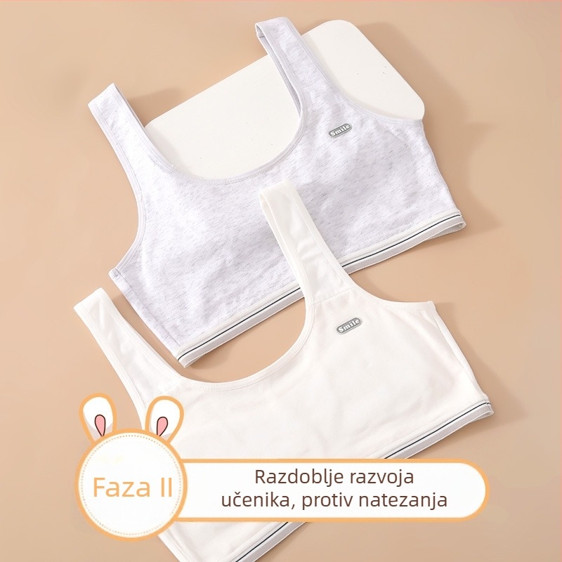 Baoyoule Grudnjak za djevojčice u razvoju – pamuk, puna šalica, tanko oblikovana šalica, bez čelične šipke, čvrsti dvostruki naramenice