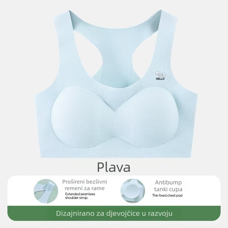 Pamukasta grudnjica za djevojčice 9–13 godina, mekani čelični prsten, košarice tanke na vrhu i debele na dnu, prozračna podstava