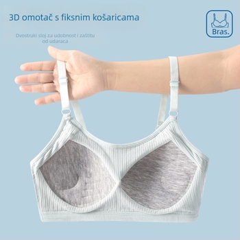 Pamukasti trening grudnjak s trokuta košaricama, tanke oblikovane košarice, prilagodljive naramenice, bezšavni i prozračan