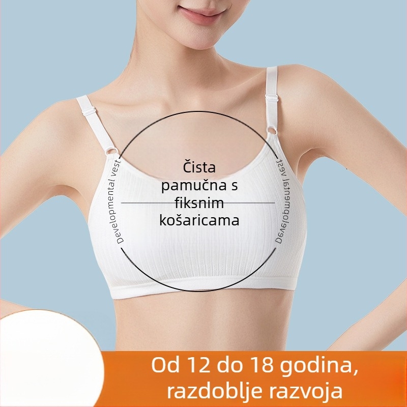 Pamukasti trening grudnjak s trokuta košaricama, tanke oblikovane košarice, prilagodljive naramenice, bezšavni i prozračan