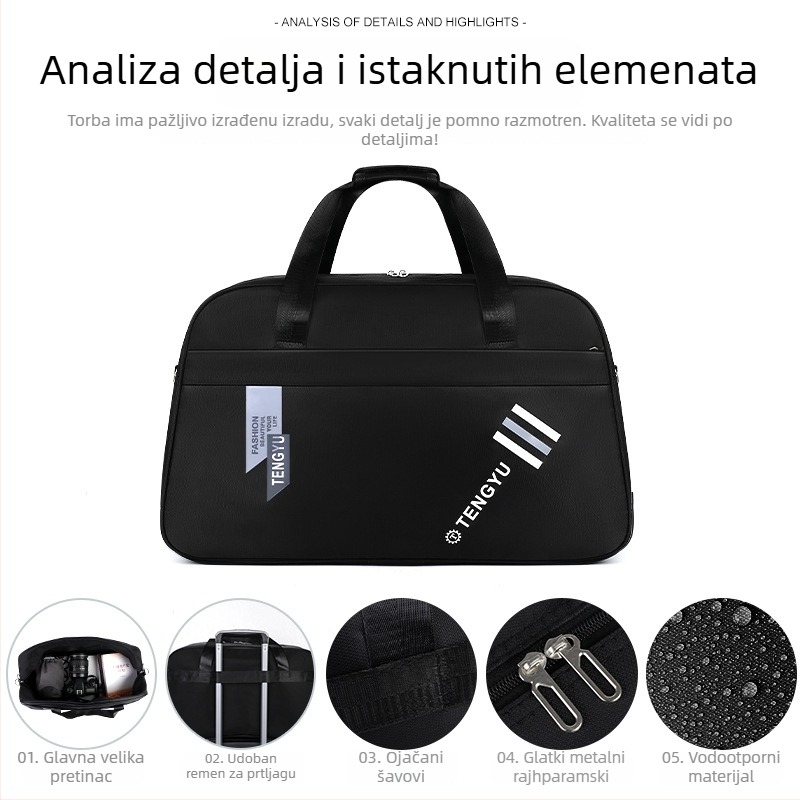 Duffel torba za putovanje, unisex dizajn, Oxford platno, otpornost na habanje, podstava od poliestera, poslovno putovanje