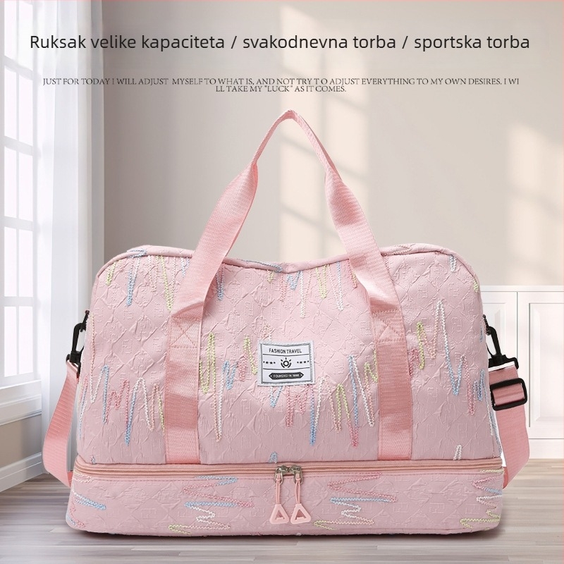 Torba za fitness i jogu od Oxford platna, ultralahka i otporna, odjeljak za suho/mokro, podstava od poliestera, street trend stil, za rekreacijsko putovanje