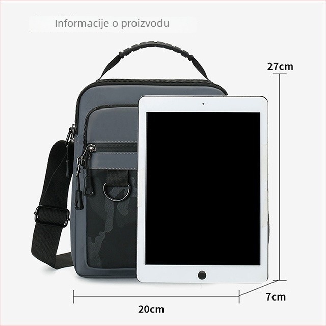 Muška crossbody torba - urbani minimalistički stil, najlon, otpornost na habanje, kontrastni uzorak, podstava od poliestera