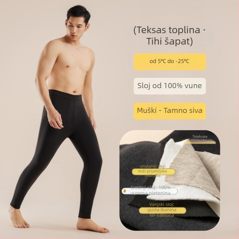 Trostruko slojevite tople hlače od akrilnog vlakna s veluru podstavom, unisex, elastične i tople.