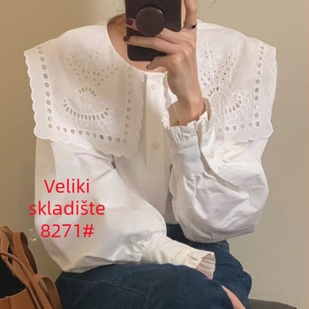 Šifon košulja s polo ovratnikom, lampion rukavi, labav kroj, elegantan stil