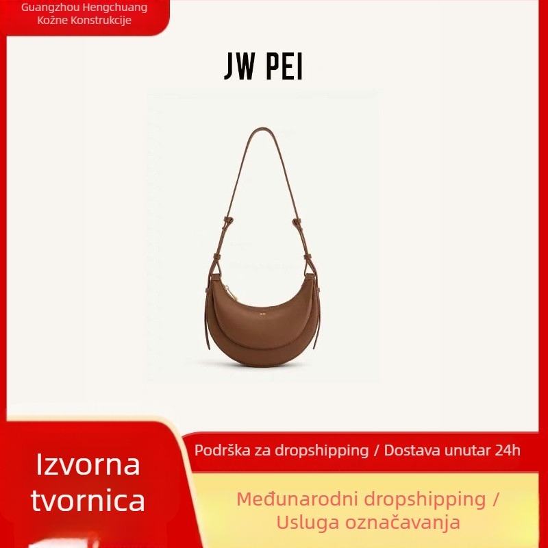 JWPEI polumjesečeva torba – kožna crossbody torba s jednom naramenicom, nepravilni polukružni oblik, zatvarač