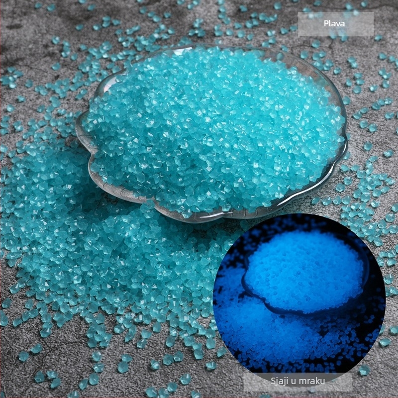 Svjetleći dekorativni pijesak i kamenje za uređenje krajolika i akvarija – porijeklo Kina, kutija od 100 komada, 0.025 kg po komadu