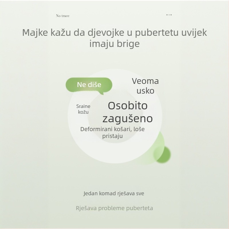 Dječji pamukasti grudnjak-vest za uzrast 12–15 godina, bez košarica, bez šavova, dvostruke naramenice