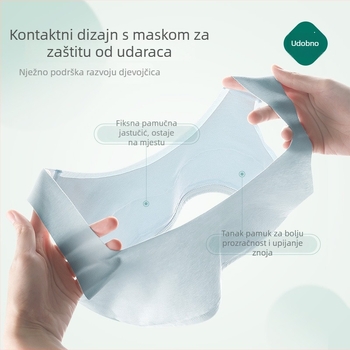 Djevojčice Stage 1 – bez rukava potkošulja, materijal pamuk/regenerirana celuloza, podstava 30–50% pamuk, tip čašice: bez oblikovane čašice, fiksne dvostruke naramenice, prozračan i upija znoj.