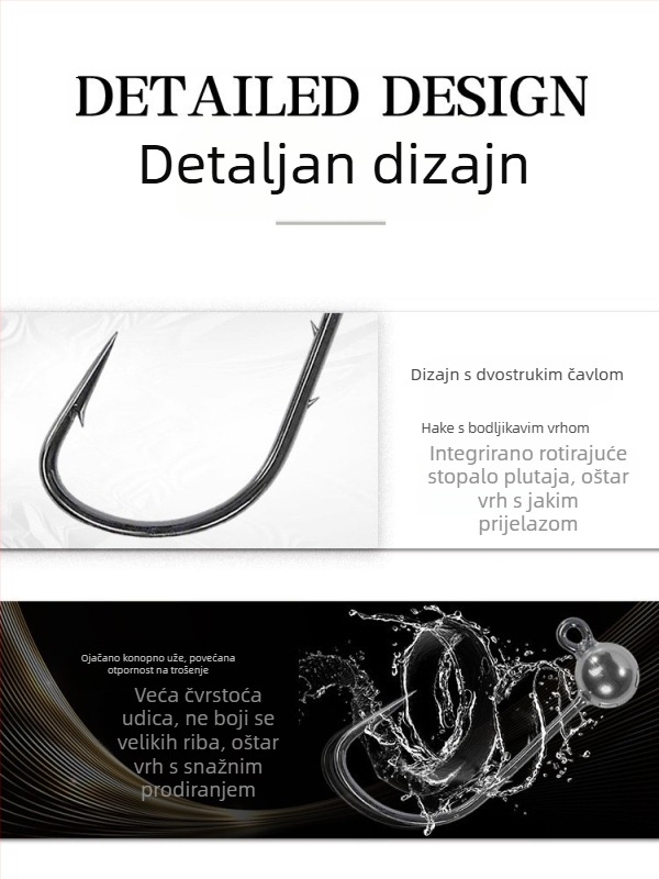 Kuka za mamac s olovnom glavom, 4X ojačana, 5 komada u paketu za basu i mandarin ribu