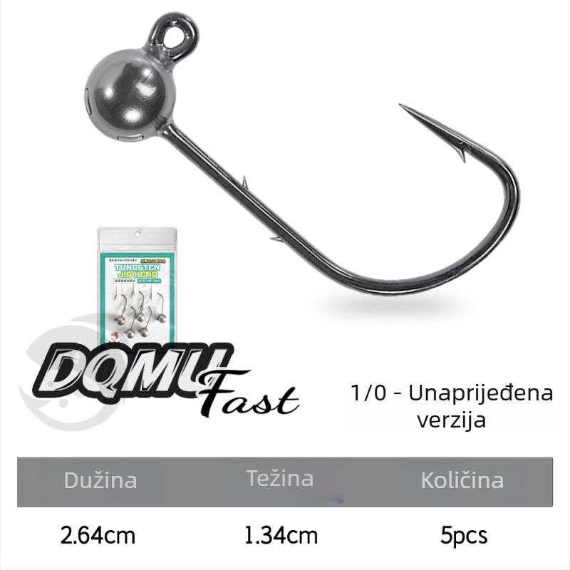 Kuka za mamac s olovnom glavom, 4X ojačana, 5 komada u paketu za basu i mandarin ribu