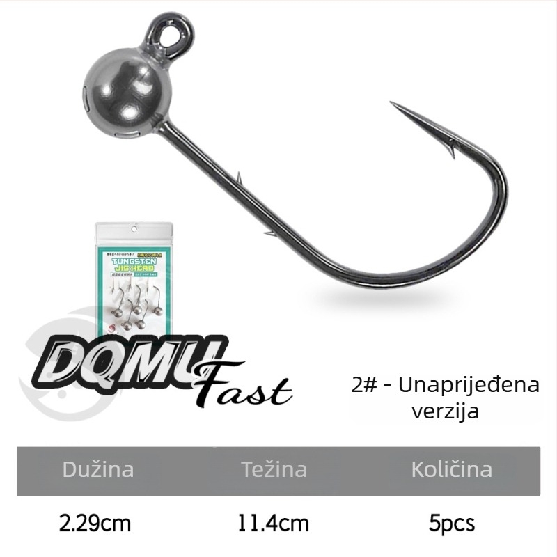 Kuka za mamac s olovnom glavom, 4X ojačana, 5 komada u paketu za basu i mandarin ribu