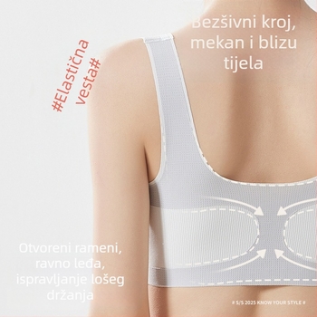 Najlonski grudnjak u stilu vestice za adolescente, s punim čašicama, tanko oblikovanim čašicama od spužve, podstava 30–50% elastan, za dob 12–15 godina
