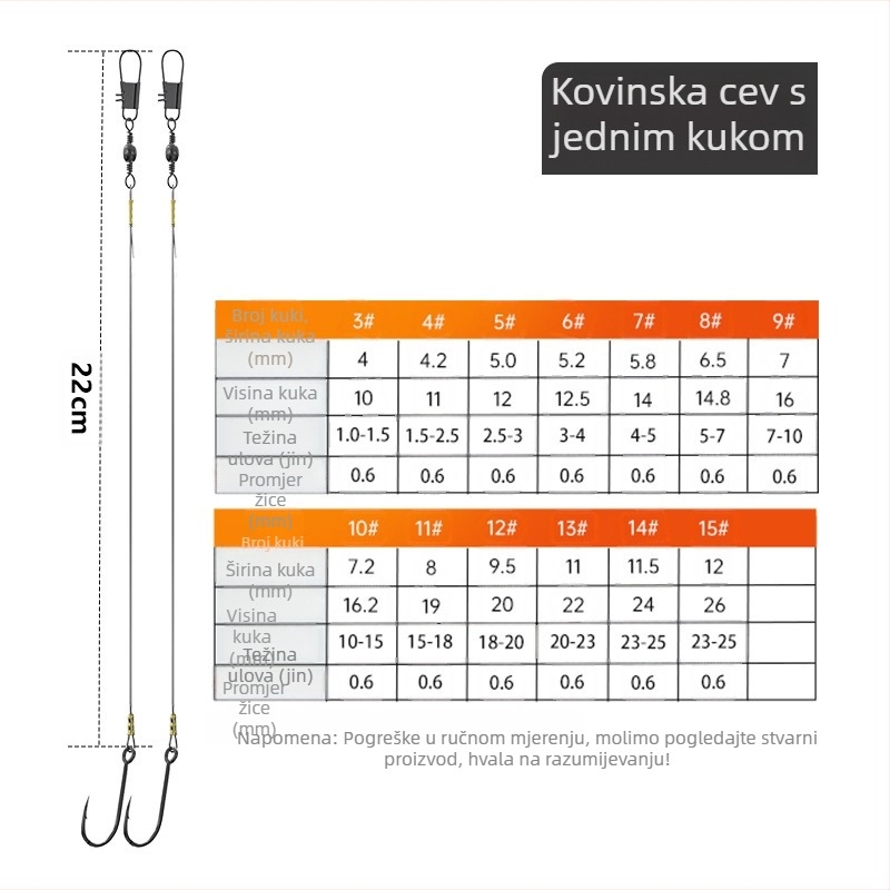 Žičani ribolovni udica s dvostrukim udicama, prethodno vezana za velike ribe, pogodna za bijelu pomfret i crvenu pomfret