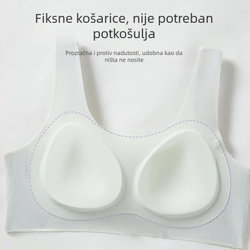 Najlon sportski top-vest za tinejdžerice, 3/4 košarica, tanke oblikovane košarice, bez žičane potpore, fiksni dvostruki naramenice, prozračna podrška