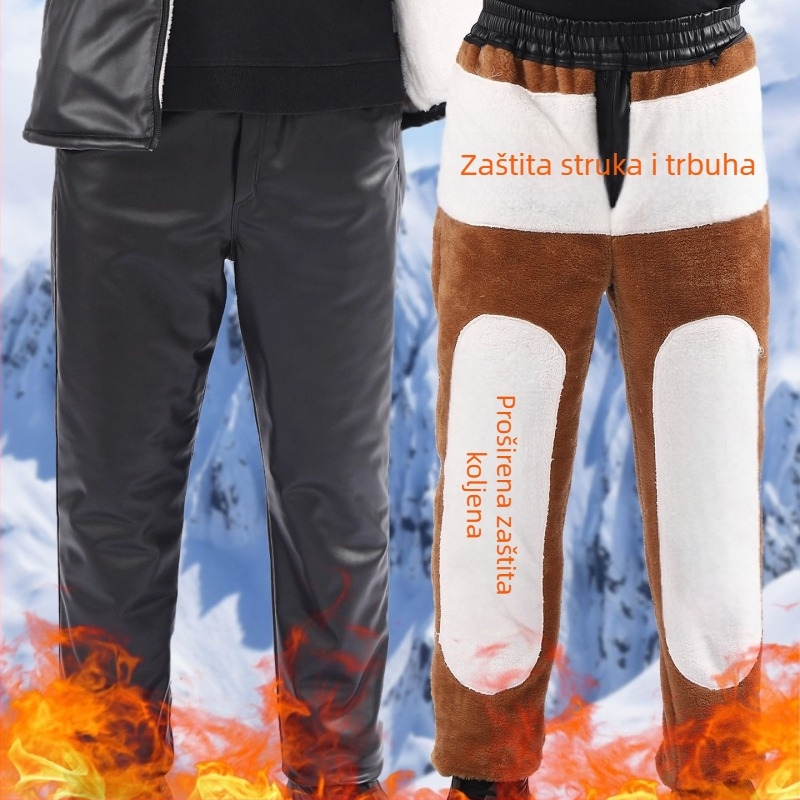 Set kožne jakne i hlača s flis podsuknjom, otporno na vjetar, vodootporno, otporno na ulje, topao, za dostavu na motoru i radnu odjeću