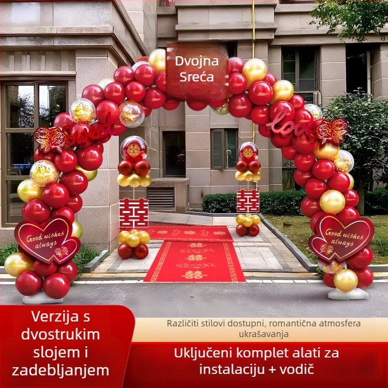 Vjenčana balonska luka – komplet za dekoraciju svečanosti; Pakiranje: karton; Materijal: drugi; Uvoz: Ne; Svrha: Vjenčanje; Obrada i prilagodba: Ne.