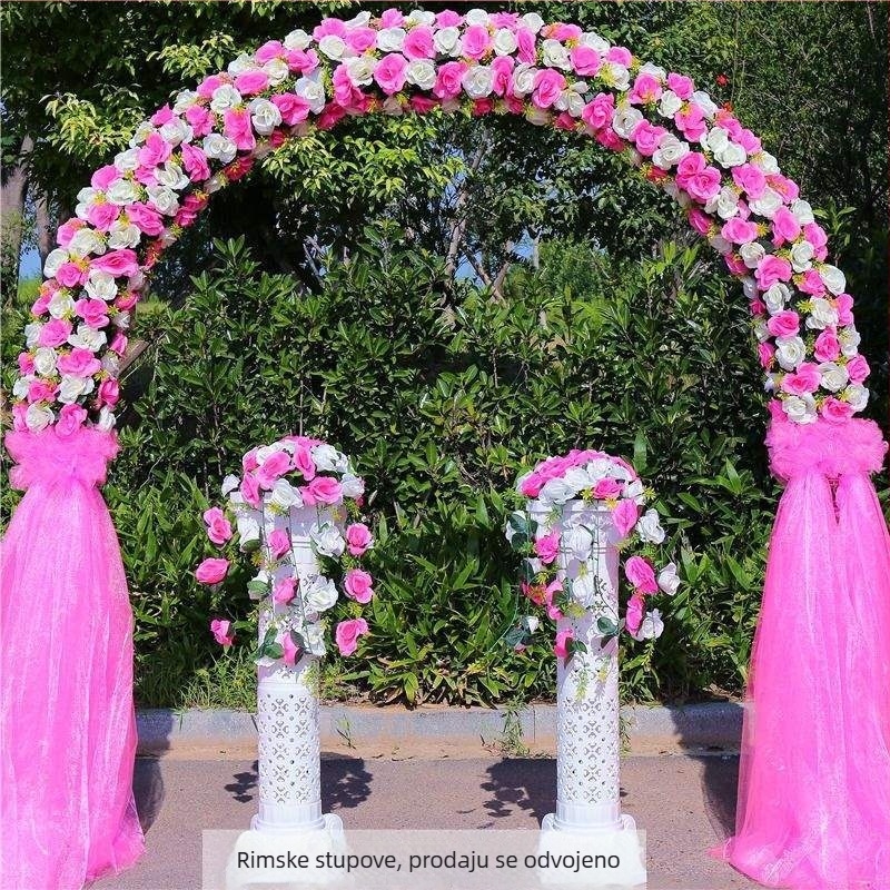Gvozdeni svadbeni luk s držačem cvijeća – cjeloviti set za vjenčanu dekoraciju