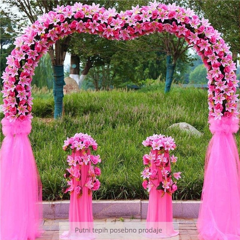 Gvozdeni svadbeni luk s držačem cvijeća – cjeloviti set za vjenčanu dekoraciju