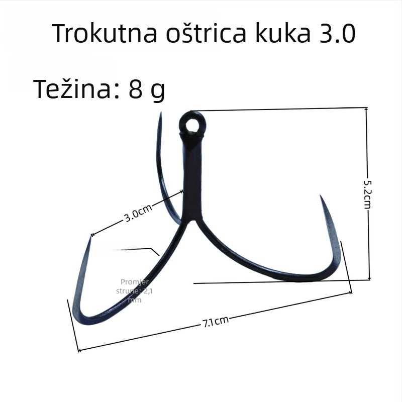 Liyu udica za ribolov tip sidro, s tri kandže, zavaren trokutasti vrh, bez bodlja, za rezervoare