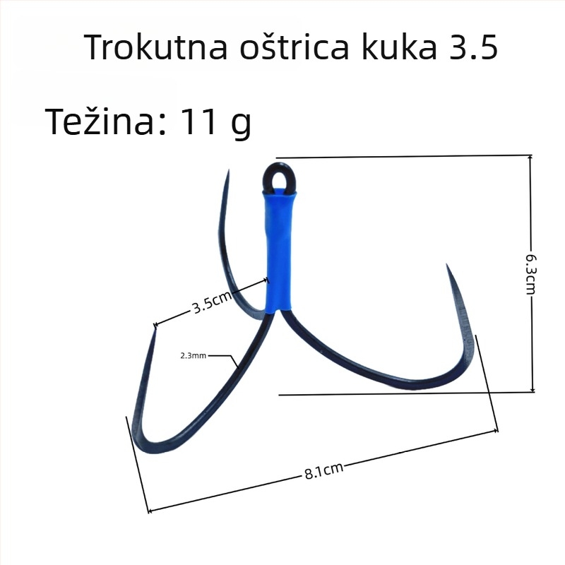 Liyu udica za ribolov tip sidro, s tri kandže, zavaren trokutasti vrh, bez bodlja, za rezervoare