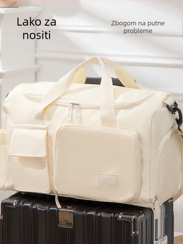 Putna torba, velika kapaciteta 36–55L, materijal nylon 230 kompozitna tkanina, prozračna, otporna na habanje, vodootporna, unisex, ležerni stil putovanja, kompatibilna s koferom na kotačićima