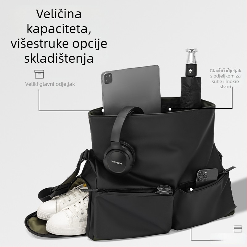 Putni ruksak s odjelom mokro-sušeg, PU, kapacitet 20–35 L, otporan na habanje, za rekreacijsko putovanje s crossbody remenom