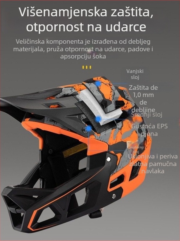 Downhill kaciga za bicikl s punim licem – PC vanjska ljuska + EPS unutarnja ljuska, unisex odrasli, mogućnost ispisa loga