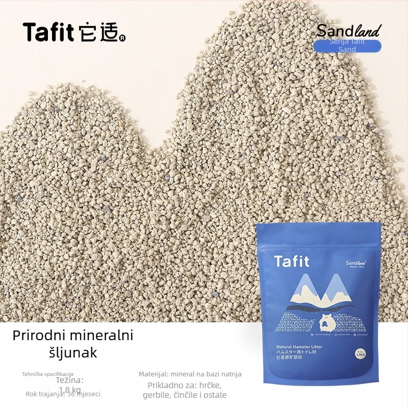 Natrij-bazirani mineralni pijesak za hrčke, s klumpanjem i deodoriranjem (Brand: Tafit; Kategorija: Hrana za kućne ljubimce; Uvoz: Ne)