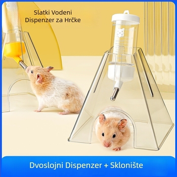 Dva u jednom prozirna posuda za vodu za male kućne ljubimce, fontana za piće s kuglicom, protiv kapanja, nepropusna, s kukom za vješanje