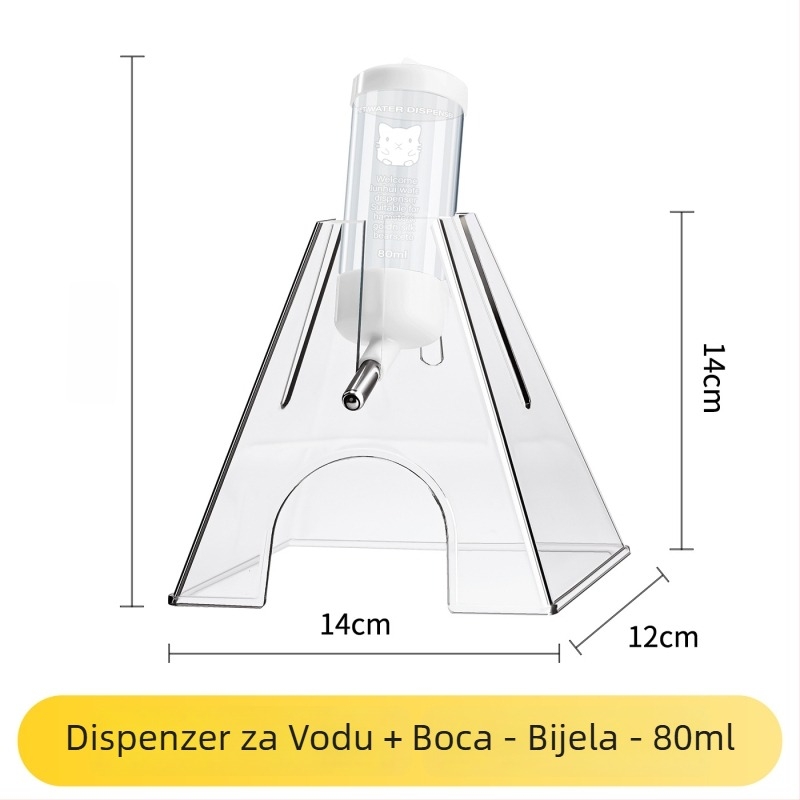 Dva u jednom prozirna posuda za vodu za male kućne ljubimce, fontana za piće s kuglicom, protiv kapanja, nepropusna, s kukom za vješanje