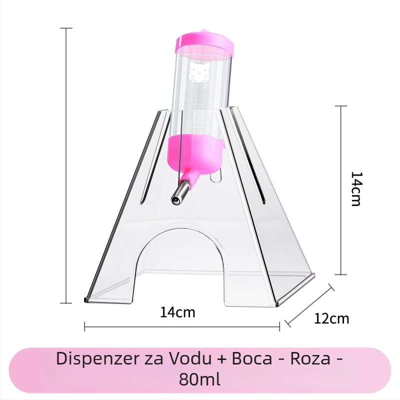 Dva u jednom prozirna posuda za vodu za male kućne ljubimce, fontana za piće s kuglicom, protiv kapanja, nepropusna, s kukom za vješanje
