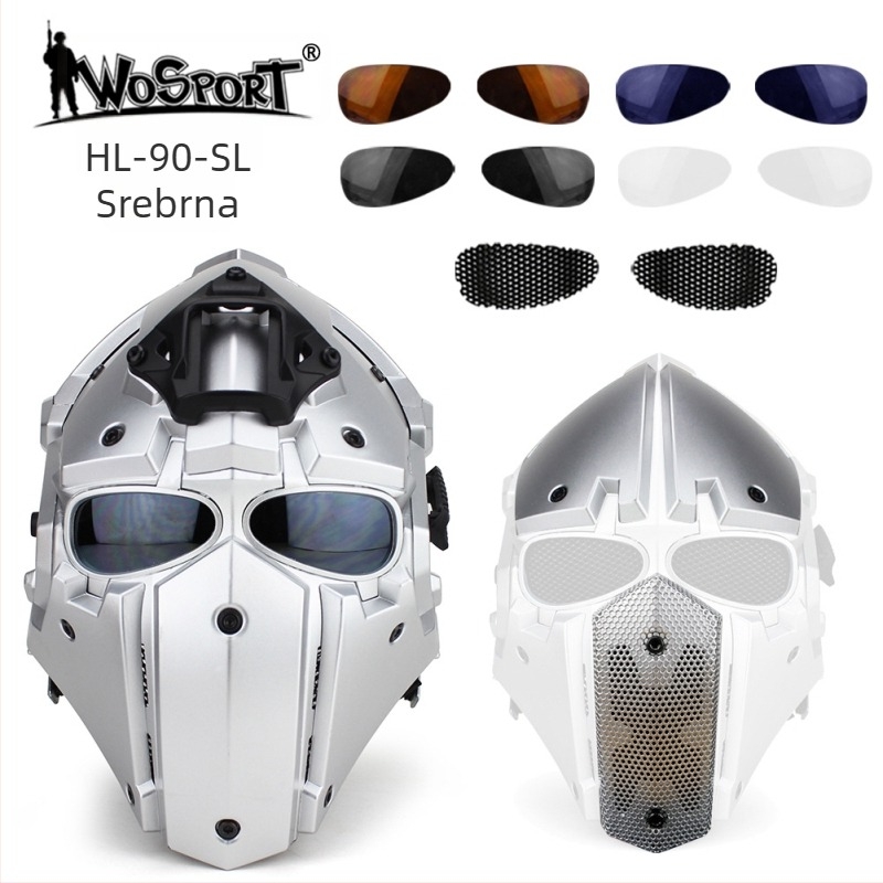 Kaciga za bicikl s taktičkim vanjskim dizajnom i integriranom maskom, potpuno pokriće glave (WoSporT, prilagodba dostupna, unisex)