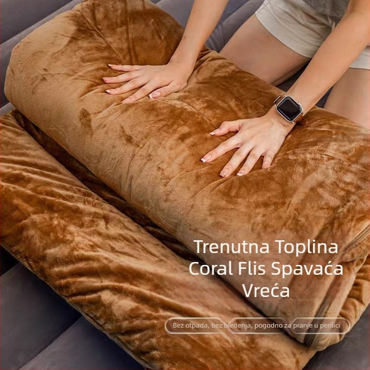 Maituri vreća za spavanje s punjenjem od šupljeg pamuka, u stilu omotnice, koralni fleece podstava, za odrasle, težina 1,8–2,7 kg.