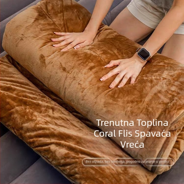 Maituri vreća za spavanje s punjenjem od šupljeg pamuka, u stilu omotnice, koralni fleece podstava, za odrasle, težina 1,8–2,7 kg.