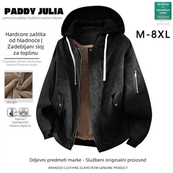 Kožna jakna s odvojivom kapuljačom, zatvarač, ultra kratka duljina, prava koža (ovčja koža)