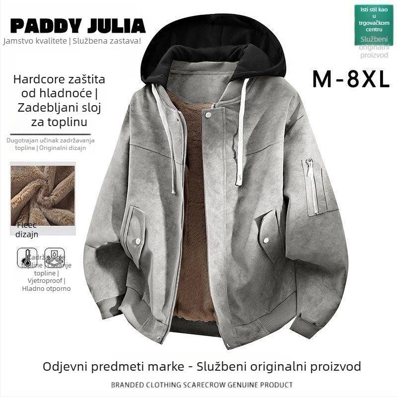 Kožna jakna s odvojivom kapuljačom, zatvarač, ultra kratka duljina, prava koža (ovčja koža)