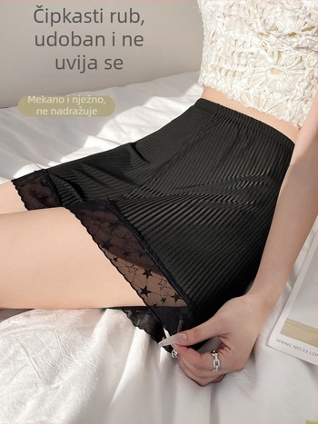 Hlače-legice s čipkom, dužina tri četvrtine, viskoza-elastanska smjesa, mikro-elastičnost, uski kroj