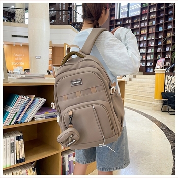 Nova lagana torba za srednju i višu školu s velikim kapacitetom, ultralagana, gradski minimalistički stil, unisex. Materijal: najlon; podstava: poliester; geometrijski uzorak.