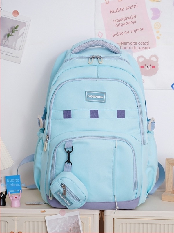 Nova lagana torba za srednju i višu školu s velikim kapacitetom, ultralagana, gradski minimalistički stil, unisex. Materijal: najlon; podstava: poliester; geometrijski uzorak.