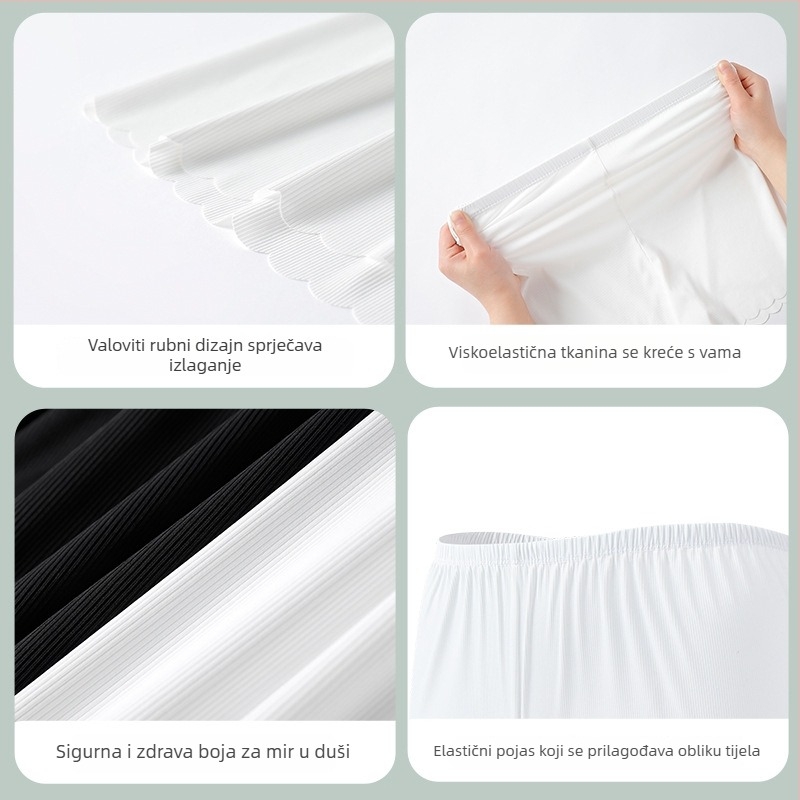 Ženske sigurnosne hlače za ljeto – najlon pletene, srednji struk, jednobojni uzorak, anti-izloženost