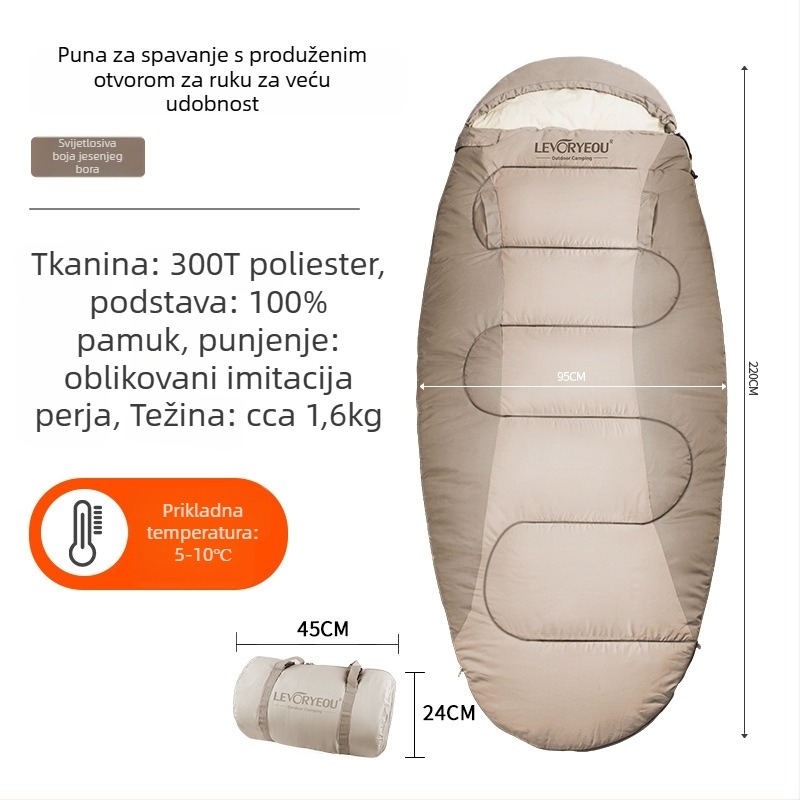 Spavaći vreća za kampiranje, muumi oblik, punilo od imitacijskog pamuka s perjem, podstava 100% pamuk, tkanina 300T Chunya Spinning, za odrasle, težina oko 1,6–1,9 kg, branda Factory Sales