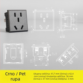 Napredni sekvencer napajanja — stolni modul utičnica s pet otvora i tri otvora, ugrađena AC utičnica