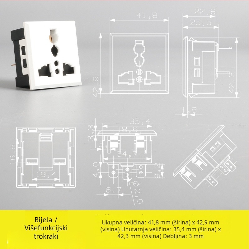 Napredni sekvencer napajanja — stolni modul utičnica s pet otvora i tri otvora, ugrađena AC utičnica