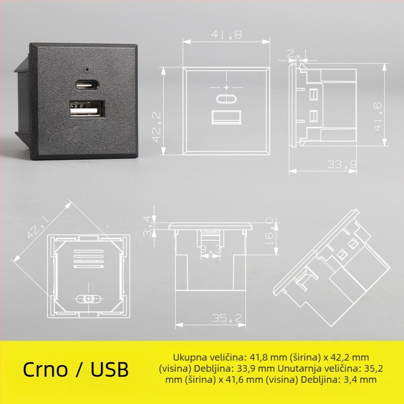 Napredni sekvencer napajanja — stolni modul utičnica s pet otvora i tri otvora, ugrađena AC utičnica